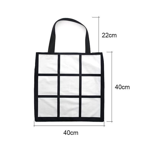 

sublimation grid tote bag blank white diy heat transfer shopping bag 9 panels cloth frabic reusable storage gift bag handbag