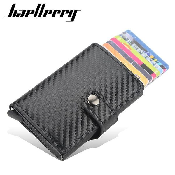 

card holders holder wallet men women metal rfid vintage aluminium bag business pu leather bank cardholder case, Brown;gray