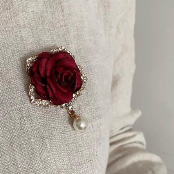 

pins, brooches rose flower brooch simple suit women's fresh temperament pin accessories, Gray