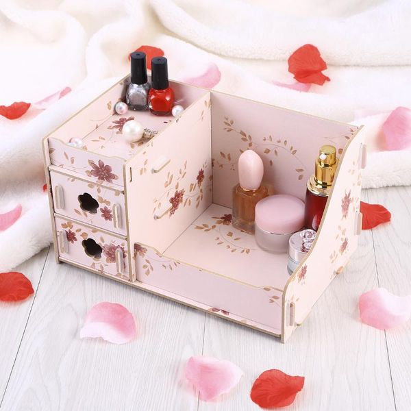 

storage boxes & bins wooden 3 layers drawer type cosmetics box(spring flower)