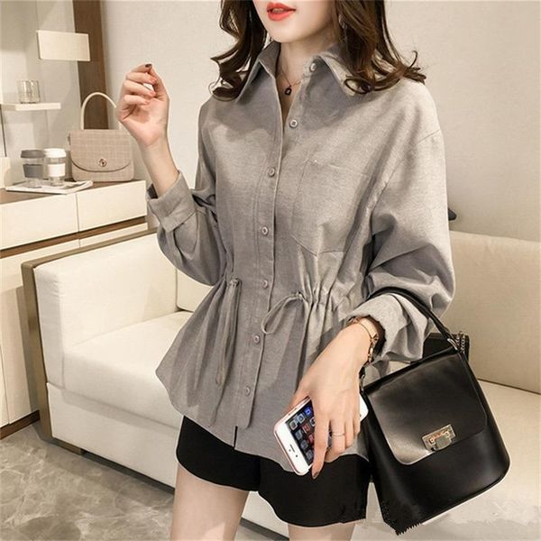 

women's blouses & shirts plus size clothing for women blouse 2021 autumn high waist shirt korean fashion, White