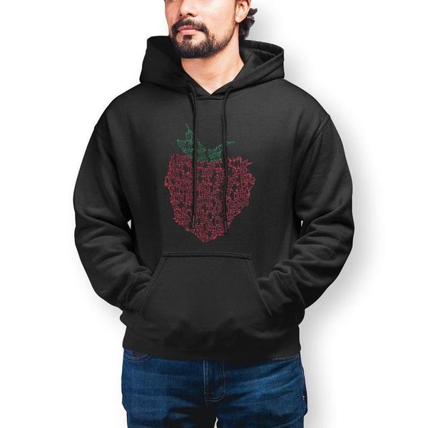 

men's hoodies & sweatshirts 100% cotton strawberry streetwear pullover hoodie winter long casual xxl men, Black
