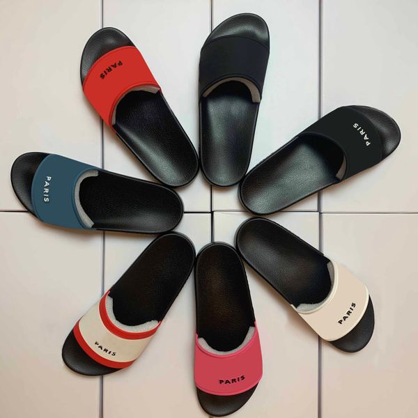 

2021 fashion slide sandals slipper men women with original box designer beach flip flops slipper quality, Black