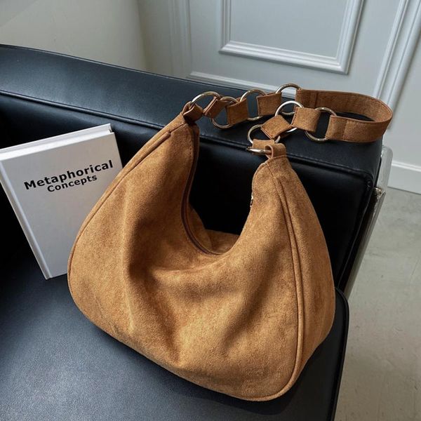 

evening bags leftside armpit bag 2021 winter high-quality faux suede women's designer handbag vintage shoulder messenger travel