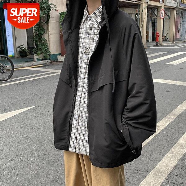 

solid color jacket men's trend loose casual hooded sun protection df31 #974a, Black;brown