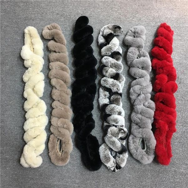 

scarves ianlan womens real fur spiral rex scarf winter girls soft knitted mufflers il00517, Blue;gray