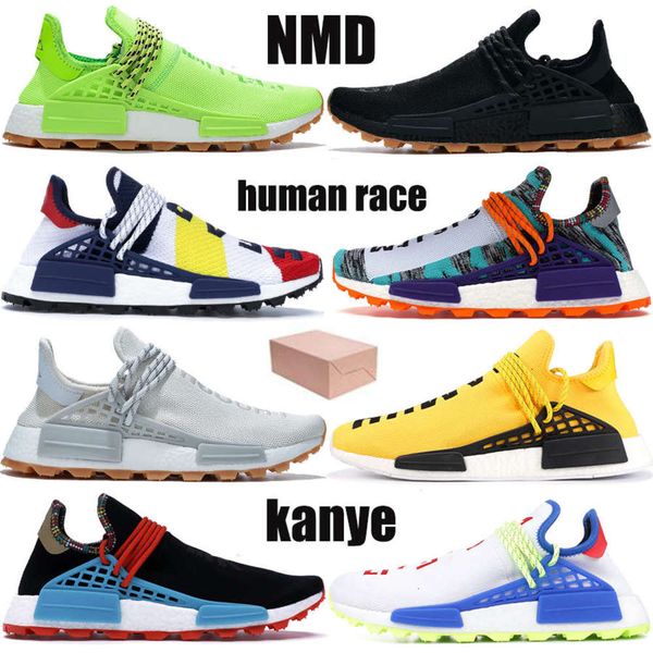 

with box nmd human race pharrell williams bbc know soul infinite species breath though hu hue mens running shoes women sneakers, Black