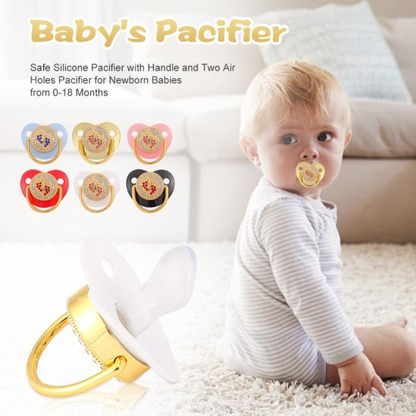 

pacifiers# 0-18 months baby's pacifier food-grade silicone with handle and two air holes baby diamond bpa-free