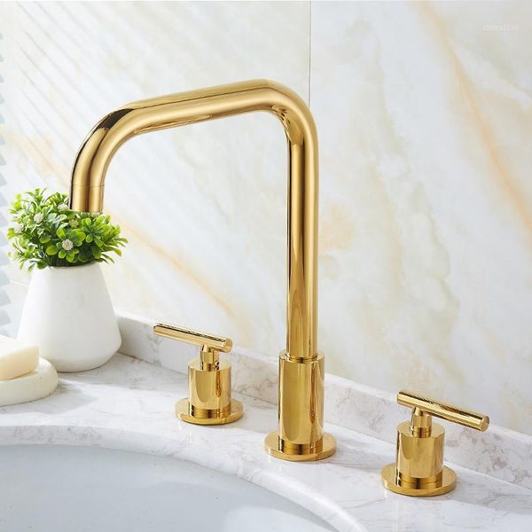 

bathroom sink faucets golden bathtub basin faucet waterfall widespread tub mixer tap deck mounted handshower bath shower set 2 handles1