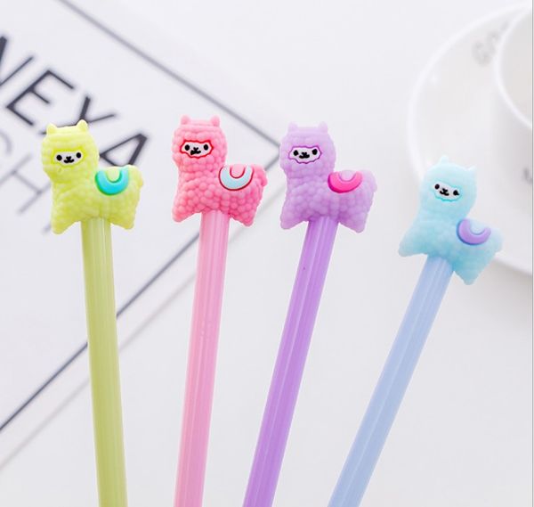 Cartoon alpaca gel pen 0.5mm black children Writing Office Eexamination Materiale scolastico materiale limitato all'ingrosso