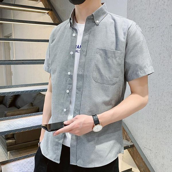 

men's casual shirts qiwn oxford spinning shirt short-sleeved summer 2021 wild clothing for men, White;black