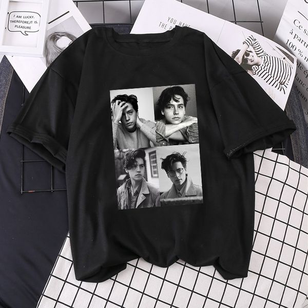 

summer new loose short-sleeved riverdale ins letter t-shirt harajuku print women punk vintage casual cartoon streetwear tees c0220, White