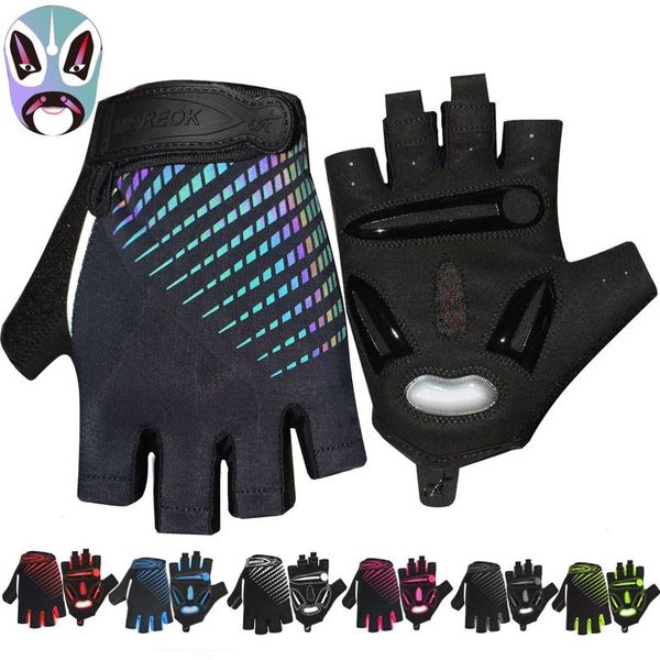 

cycling gloves facial makeup liquid silicone mountain highway self-cycling half finger reflective colorful sports short, Black