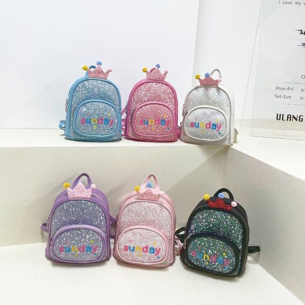 

school bags cute baby mini backpack purse shiny sequins for kids crown girls schoolbags backpacks