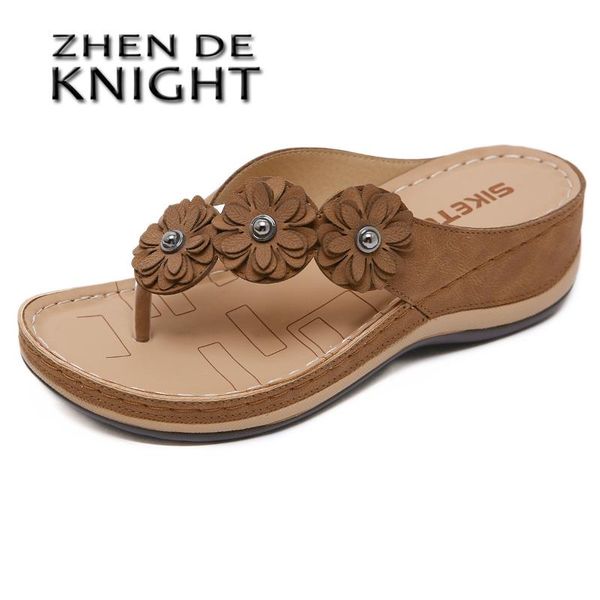 

slippers women's sandals 2021 summer ladies wedges shoes open toe slip on flower solid buckle beach slides for women, Black