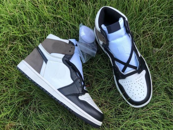 

1 high og dark mocha men basketball shoes 1s sail black women fashion outdoor sports shoes with box, White;red