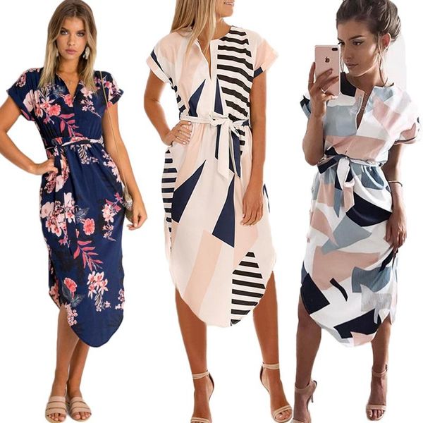 

party dresses elegant asymmetrical boho women dress summer 2021 bohemian midi sundress female plus size casual floral vestidos, White;black