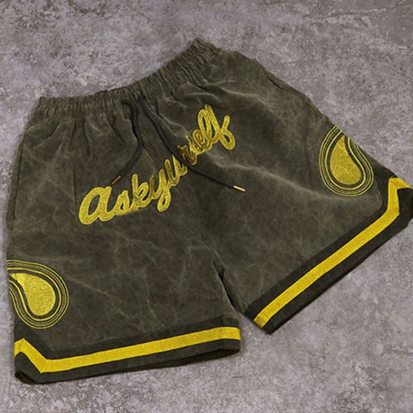 

2021 new gold thread embroidery men women 1:1 casual drawstring comfortable mesh askyurself beach shorts dhwj, White;black