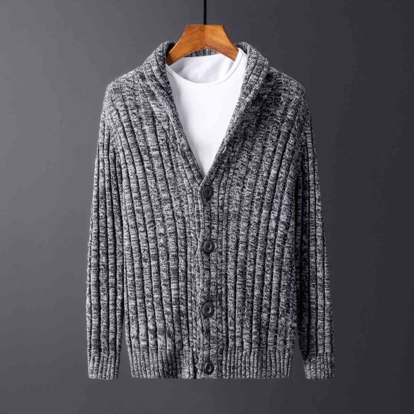

sweater knit 2021 autumn solid color cardigan pullover men's trend leisure and comfortable outer wearing ted men, White;black