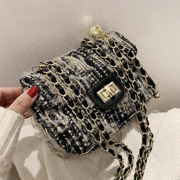 

shoulder bags contrast color plush square crossbody bag 2021 high-quality velvet women's designer handbag chain messenger