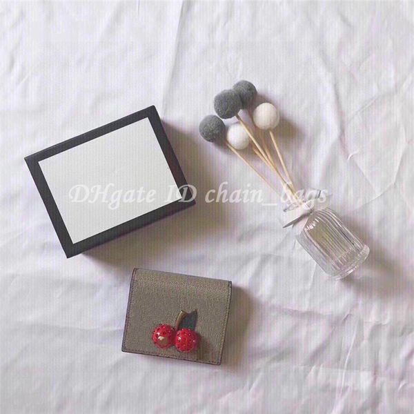 

2021 ss designer joker women fashion short wallets handbag cherry classic letter dot pvc cowhide hasp card holders retro sweety clutch bags