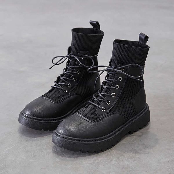 

dress shoes women's fashions women's leather knitting boots platform shoes flat for winter woman casual do1a, Black