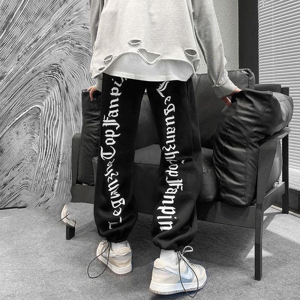 

men's pants trendy sweater casual loose korean version of straight leg pants, Black