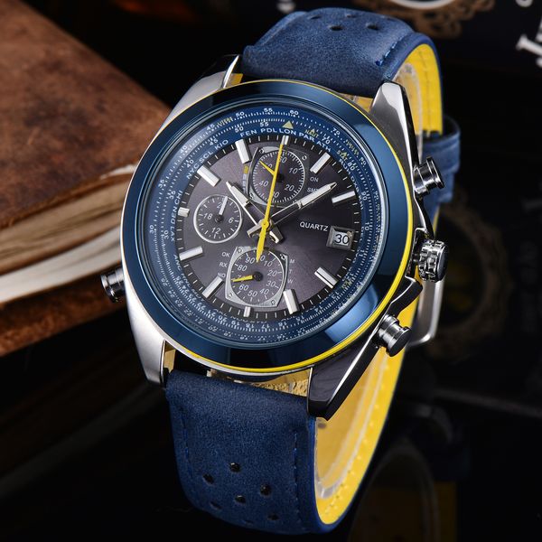 

2-mens fashion reloj de lujo leather quartz watch sports casual military orologio di lusso montre luxe, Slivery;brown