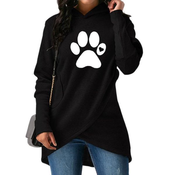 

2021 new fashion paw print sweatshirt femmes hoodies women pattern casual pockets comfortable creative, Black