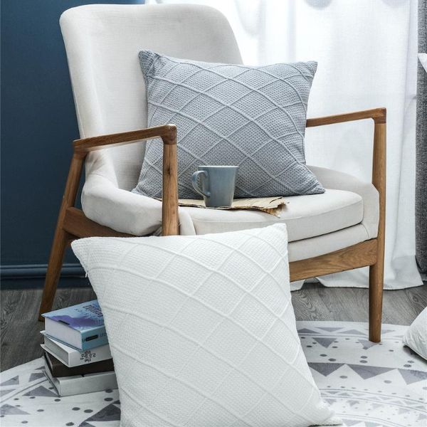 

cushion/decorative pillow nordic solid color cotton cushion cover simple chic weave throw pillows soft home decoration for sofa car bed deco