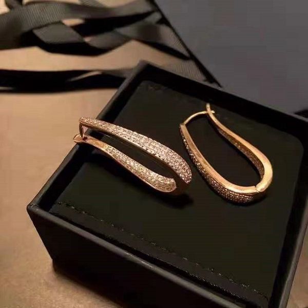 

charms saijia u-shaped full drill ear ring features high-grade vacation brass 925 silver needle women's earrings and earrings, Golden