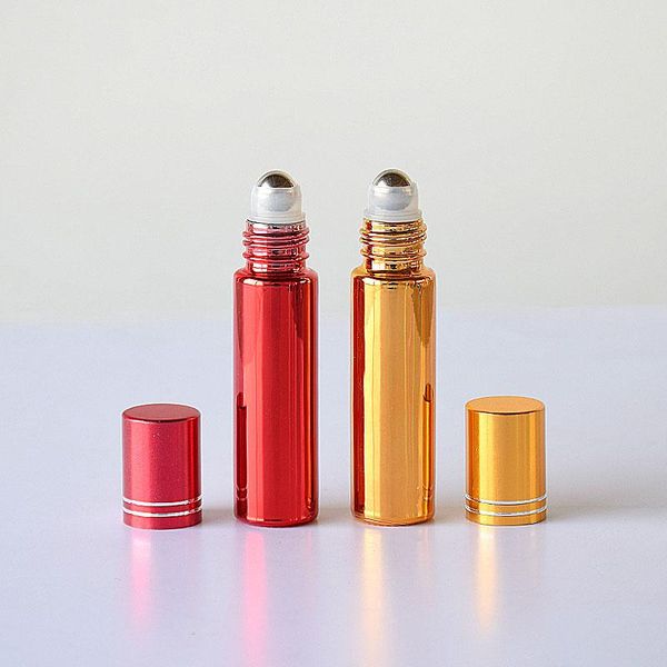 

5ml 10ml colorful roller ball perfume bottle cosmetics glass sprayed essential oil empty travel use refillable bottle dw