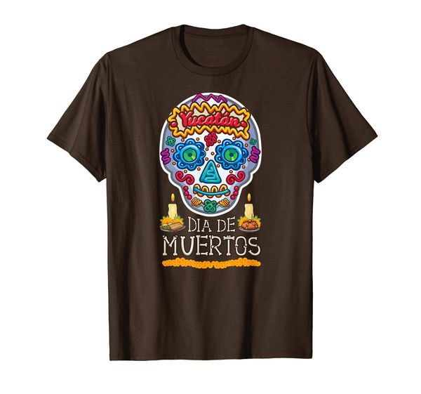 

dia de los muertos calavera de azucar yucatan t-shirt, White;black