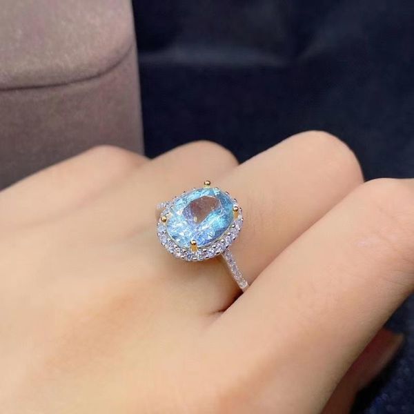 

cluster rings natural aquamarine ring, 925 silver, simple style, 1 gems, clean quality with, Golden;silver
