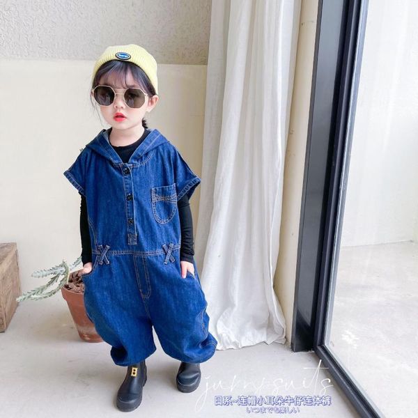 

2021 spring autumn girls boys cool overall jeans pant denim trousers, Blue