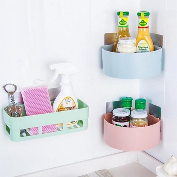 

bathroom shelves 1pcs corner holder kitchen storage rack mess shower organizer wall space saver household
