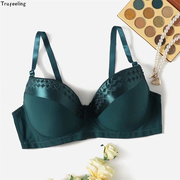 Trufeling feminino b c d copo push up bras ajustar alças 3/4 xícara sexy bralette underwire apoio gahter underwear 75b-110d sutiã 211217