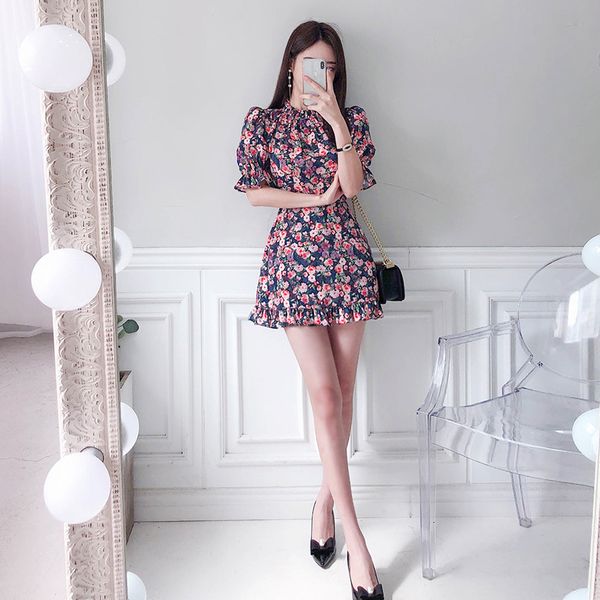 

summer flower korean stylish frilly thin hip party dress ta6255 l2fo, Black;gray