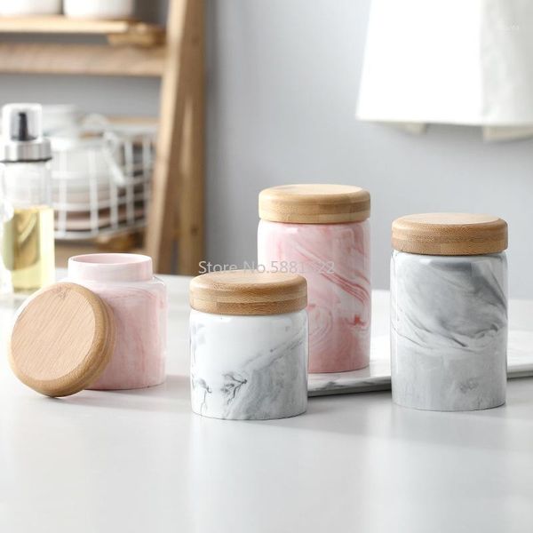 

storage bottles & jars nordic creative marble kitchen ceramic sealed coffee tea seasoningjar with lid