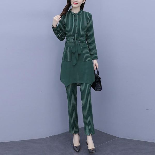 

striped womens suits blazer with pants luxurious women office suit elegant 2 piece set conbinaison ensemble femme survetement, White