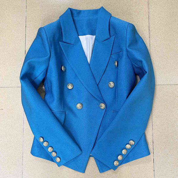 

women's suits & blazers high street est fashion designer jacket star style classic lion buttons double breasted slim fit pique blazer b, White;black