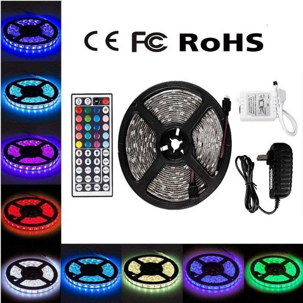 

led strip lights 5m rgb smd flexible ribbon non-waterproof rgb led light tape diode dc 12v infrared remote control