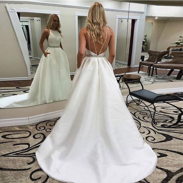 

other wedding dresses 2021 dress backless slim simple, White