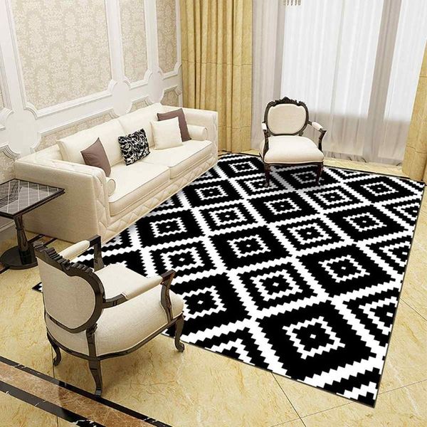 

living room carpets modern design style carpet black and white geometric square pattern carpet dustproof room decor rugs mat