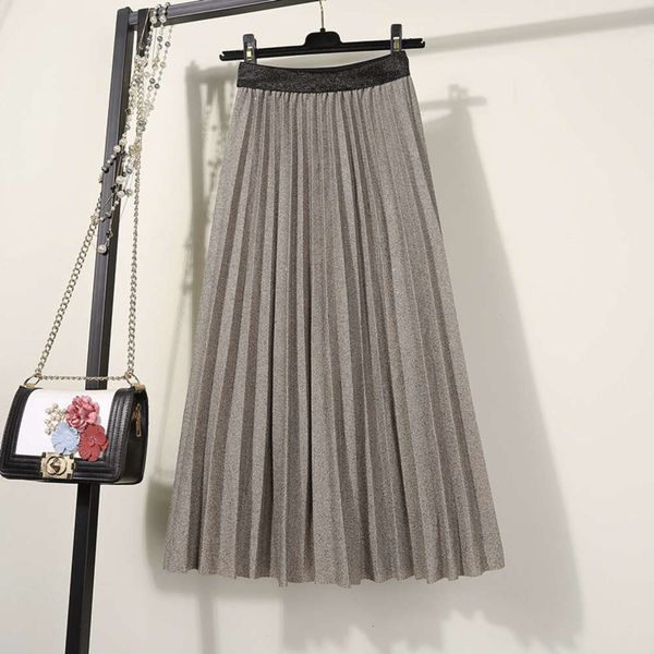 

popular women's silk mid length for fashion new high bright waist slim pleated skirt in autumn and winter of 2019 hot, White;black