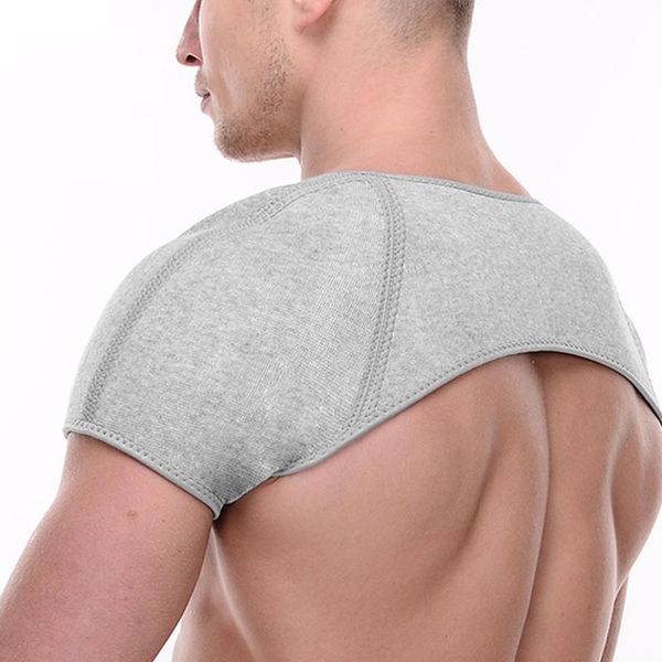 

back support double shoulder brace compression belt for dislocation arthritis pain wrap protector care, Black;blue