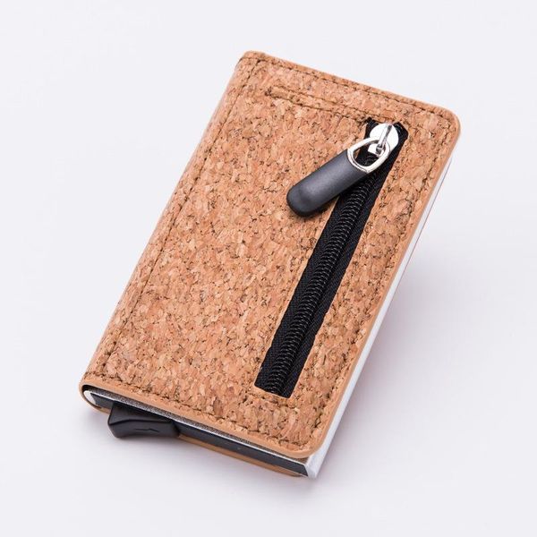 

card holders antimagnetic case aluminum alloy coin purse rfid business, Brown;gray