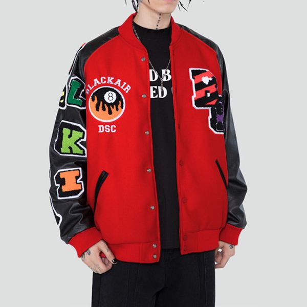 

men's jackets autumn winter towel embroidered leather sleeve jacket men and women streetwear hip hop baseball vintage male coat g0w8, Black;brown