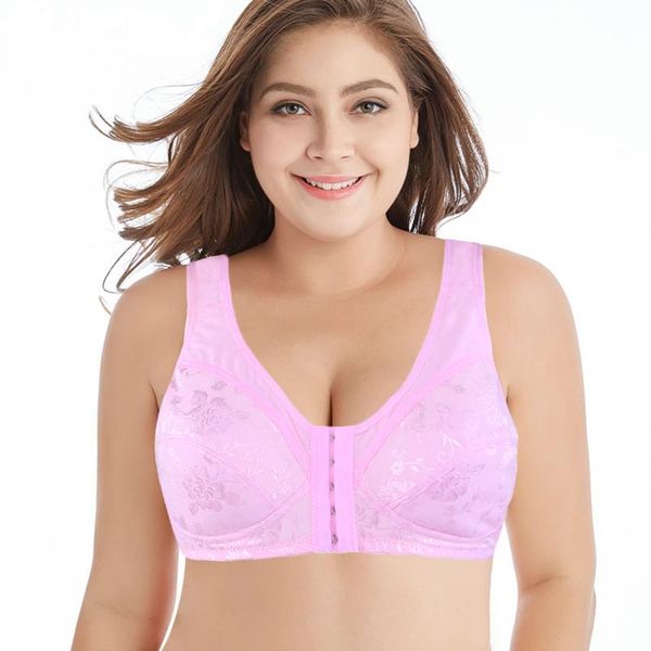 

front closure womens bra middle-aged brassiere underwear nursing bralette lingerie plus size bras 36-46 b c d cup, Red;black