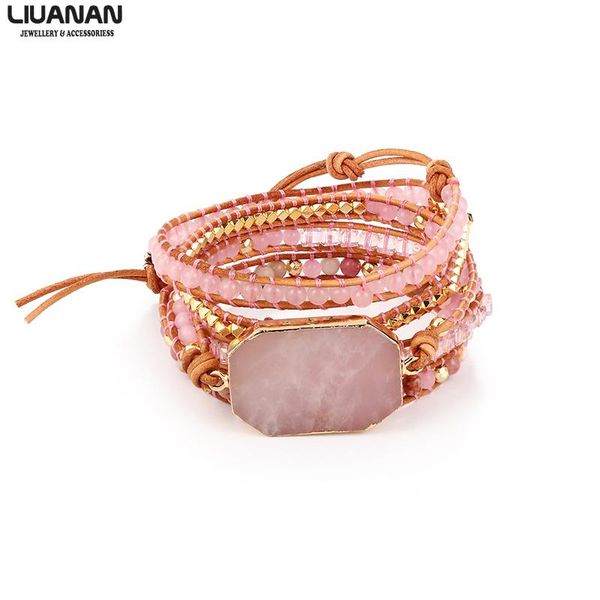 

tennis fashion braided beaded wrap bracelets for women men boho bracelet bangle jewelry handmade natural stones charm 3 strands, Golden;silver